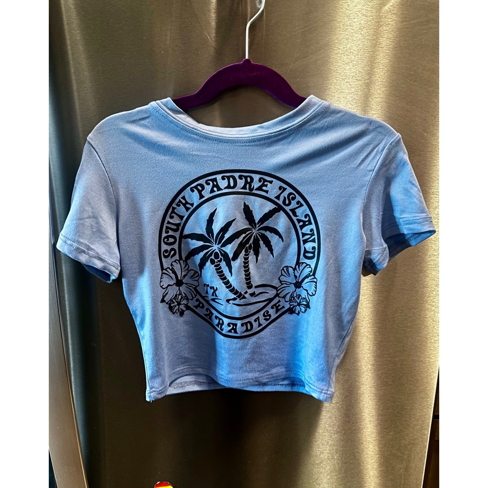 Shelor Fashion South Padre Island Paradise Crop Top Girls Blue Size 10/12 NWT